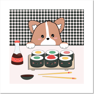 Sushi corgie Posters and Art